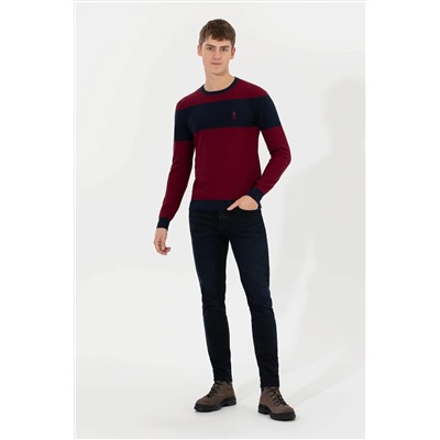 Erkek Bordo Bisiklet Yaka Triko Kazak