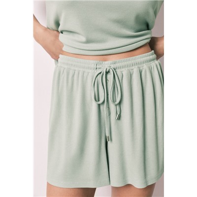 Pijama corto textura waffle verde