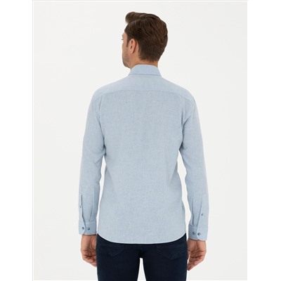 Açık Mavi Slim Fit Uzun Kollu Gömlek