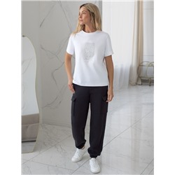 Футболка с авторским принтом из премиального хлопка с эластаном