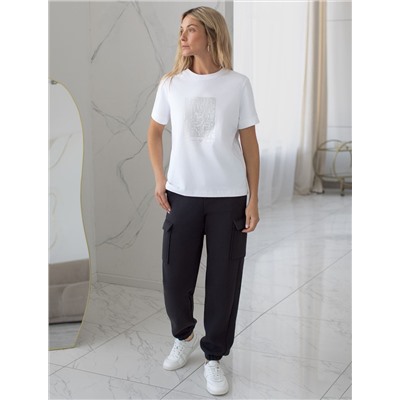 Футболка с авторским принтом из премиального хлопка с эластаном