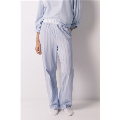 Pantalón largo 100% algodón estampado rayas azul
