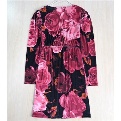 Женское платье в стиле ретро из бархата с цветочным принтом