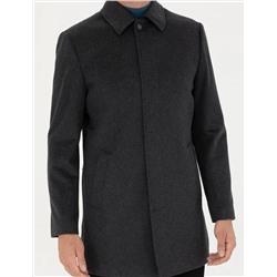 Antrasit Slim Fit Kaşe Kaban