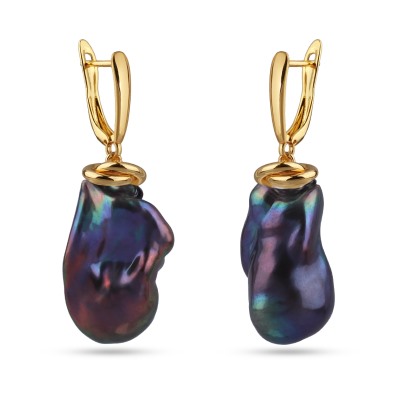 Серьги Барокко (жемчуг бензиновый; покрытие золото), Есть комплект