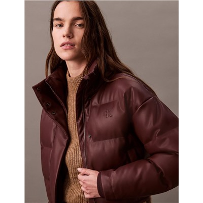 Classic Faux Leather Puffer Jacket