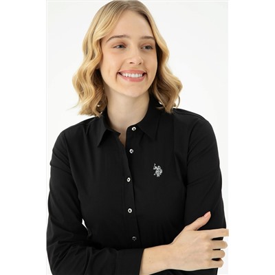 Kadın Siyah Uzun Kollu Basic Gömlek