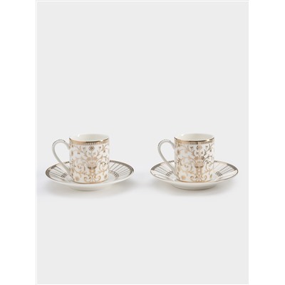 Пара кофейная, 2 перс, 4 пр, фарфор N, белая, с золотистым орнаментом, Golden