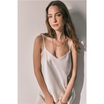 Pijama corto satén beige