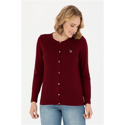 Kadın Bordo Basic Triko Hırka