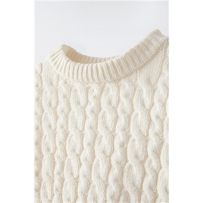 CABLE-KNIT CHENILLE SWEATER