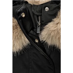 QUILTED ANORAK WITH FAUX FUR HOOD, WATER AND WIND PROTECTION