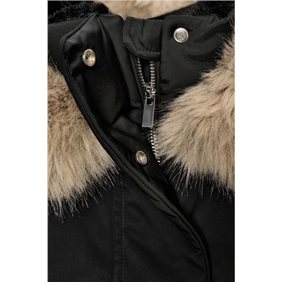 QUILTED ANORAK WITH FAUX FUR HOOD, WATER AND WIND PROTECTION