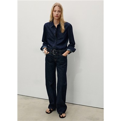 Jeans rectos tiro bajo cinturón