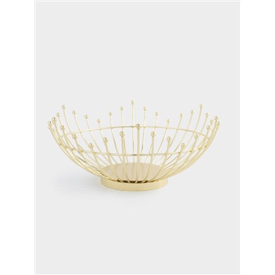 Корзина для фруктов, 27 см, металл, золотистая, Бусины, Spin