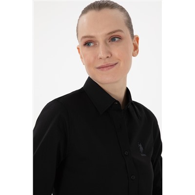 Kadın Siyah Uzun Kollu Basic Gömlek