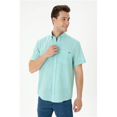 Erkek Mint Kısa Kollu Gömlek