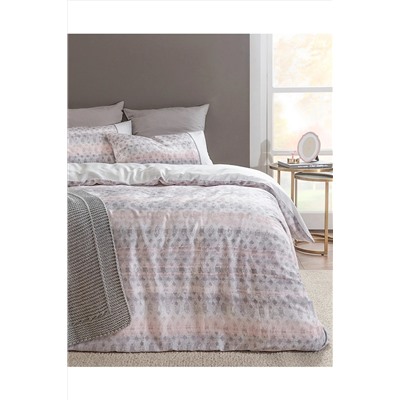 Madame Coco Robin King Size Crep Baskılı Nevresim Takımı - Gri/pudra NT0000000171-8682116924566