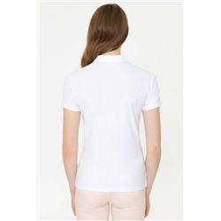 Kadın Beyaz Basic Polo Yaka Tişört