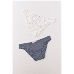 Pack 2 bragas clásicas algodón azul y estampado blanco