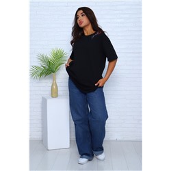 Удлиненная футболка с надписью на плече Арт. 1095