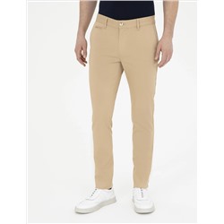 Camel Armürlü Slim Fit Kanvas Pantolon