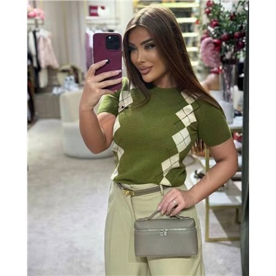 Miumi* новый высококачественный шерстяной свитер с короткими рукавами и короткими рукавами из 100% шерсти, зеленый, 36 38 40, [размер 36; ширина плеч 37, обхват груди 86, длина рукава 27, длина одежды 59]