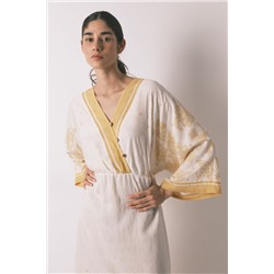 Vestido caftán jacquard flores