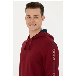 Erkek Bordo Kapüşonlu Sweatshirt