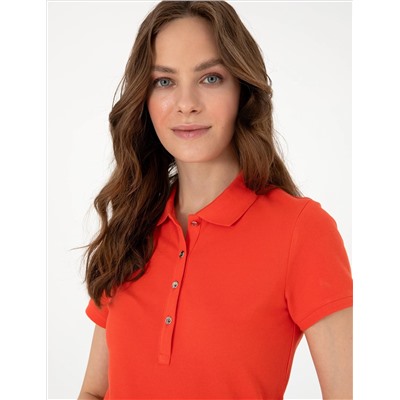 Kırmızı Regular Fit Pamuklu Polo Yaka Basic Tişört