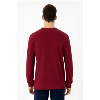 Erkek Bordo Bisiklet Yaka Sweatshirt