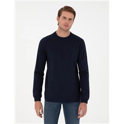 Lacivert Regular Fit Bisiklet Yaka Basic Sweatshirt