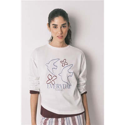 Camiseta manga 3/4 100% algodón blanco