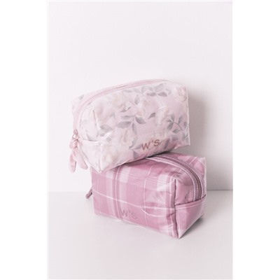 Neceser mediano estampado flores rosa
