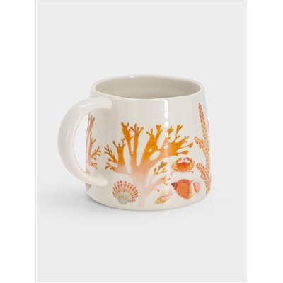 Кружка, 380 мл, фарфор P, белая/оранжевая, Морская жизнь, Ocean Life