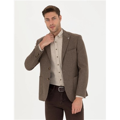 Kahverengi Slim Fit Ceket