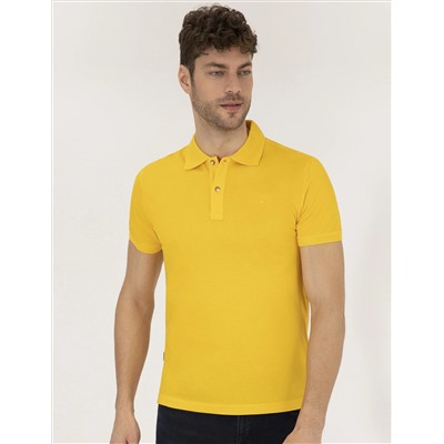 Sarı Slim Fit Polo Yaka Merserize Tişört
