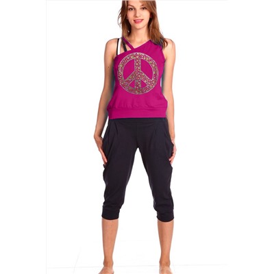 Женский домашний костюм с бриджами и майкой 33