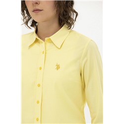 Kadın Sarı Uzun Kollu Basic Gömlek