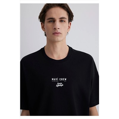 Mavi Minimal Logo Baskılı Siyah Tişört Relaxed Fit / Rahat Kesim 0612709-900