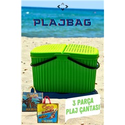 LİGROUND, PLAJBAG 3 Parça Plaj Çantası 30 LT Sert Plastik Piknik/Plaj Sepeti 2 Adet Plaj Çantası PLAJSET