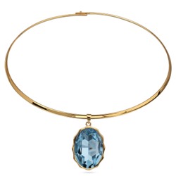 Колье Сияние (кристаллы SW аквамарин; покрытие золото) 42см, Есть комплект