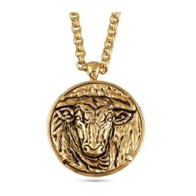 Кулон Телец (покрытие золото, античное золото) 95см, Есть комплект