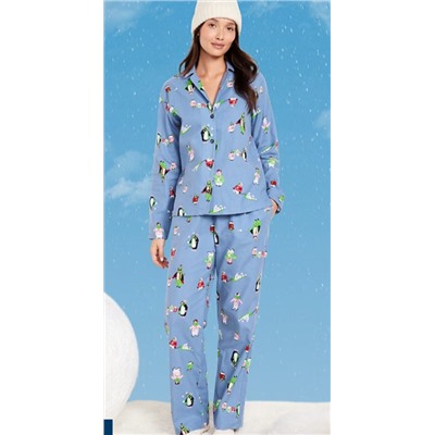 Printed Flannel Pajama Pant Set for Women