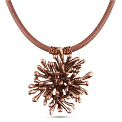 Кулон (коричневая кожа; покрытие: античная медь)