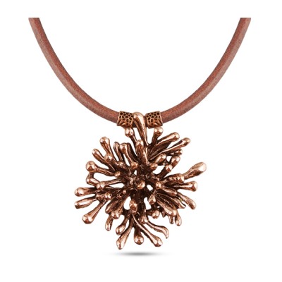 Кулон (коричневая кожа; покрытие: античная медь)