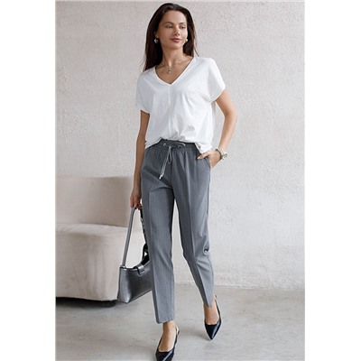 Брюки с поясом на резинке из премиальной поливискозы с эластаном