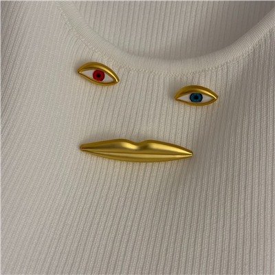 Трикотажный женский топ с украшениями (2 цвета) Шиапарелл*и