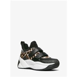MICHAEL MICHAEL KORS Keeley Animal-Print Calf Hair and Logo Trainer