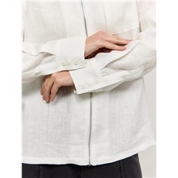 Белая рубашка изо льна на молнии